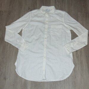 Old Navy Woman Long Sleeve The Tunic Shirt Solid White Linen Medium Tall